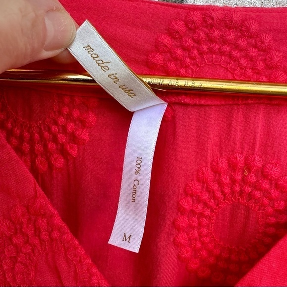 Helen Jon Coral Embroidered Split Hem V-Neck Tunic Swim Coverup Resortwear - Picture 8 of 13